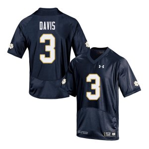 Notre Dame Fighting Irish Men's Avery Davis #3 Navy Under Armour Authentic Stitched College NCAA Football Jersey JGL4399WB